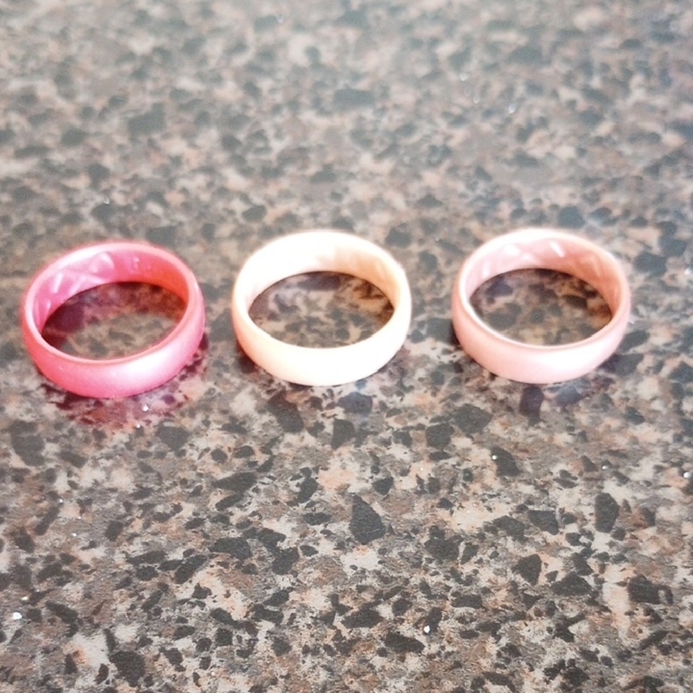 Set of Three Size 6 Pink and Cream Rings